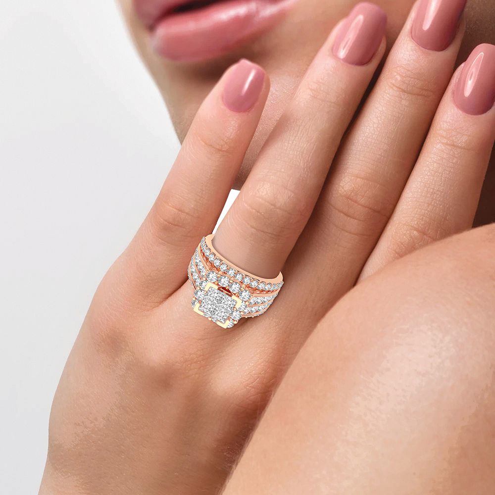 3.00 ct Diamond Bridal Ring in 14K Gold