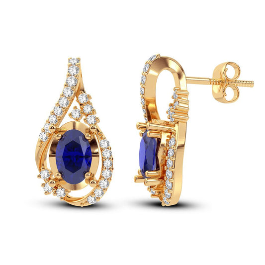 0.16 ct Sapphire & Diamond Earrings in 14K Gold