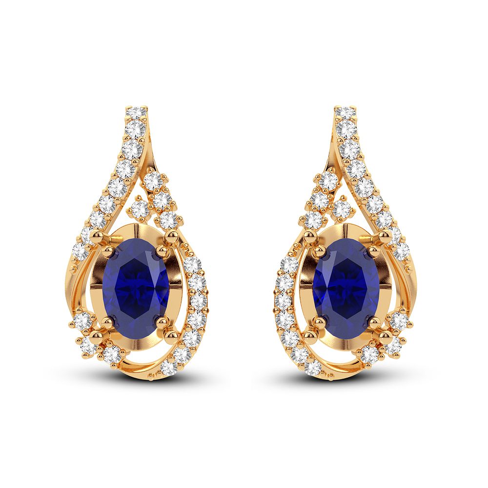 0.16 ct Sapphire & Diamond Earrings in 14K Gold