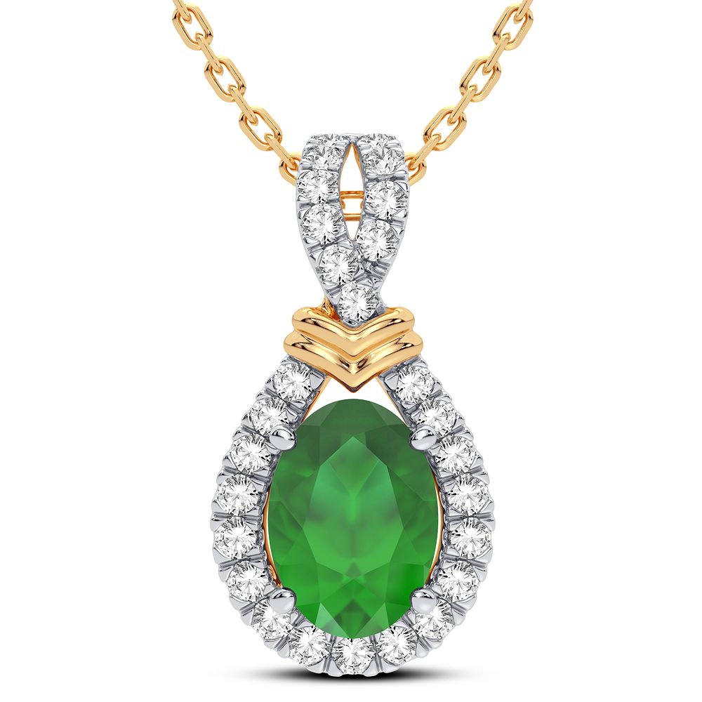 0.14 ct Emerald & Diamond Pendant in 14K Gold