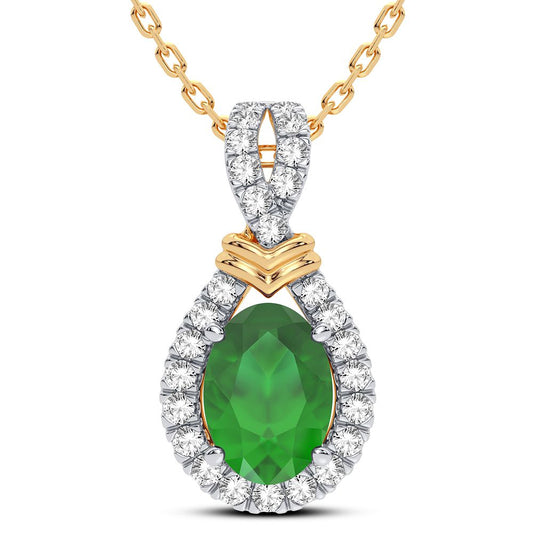 0.14 ct Emerald & Diamond Pendant in 14K Gold