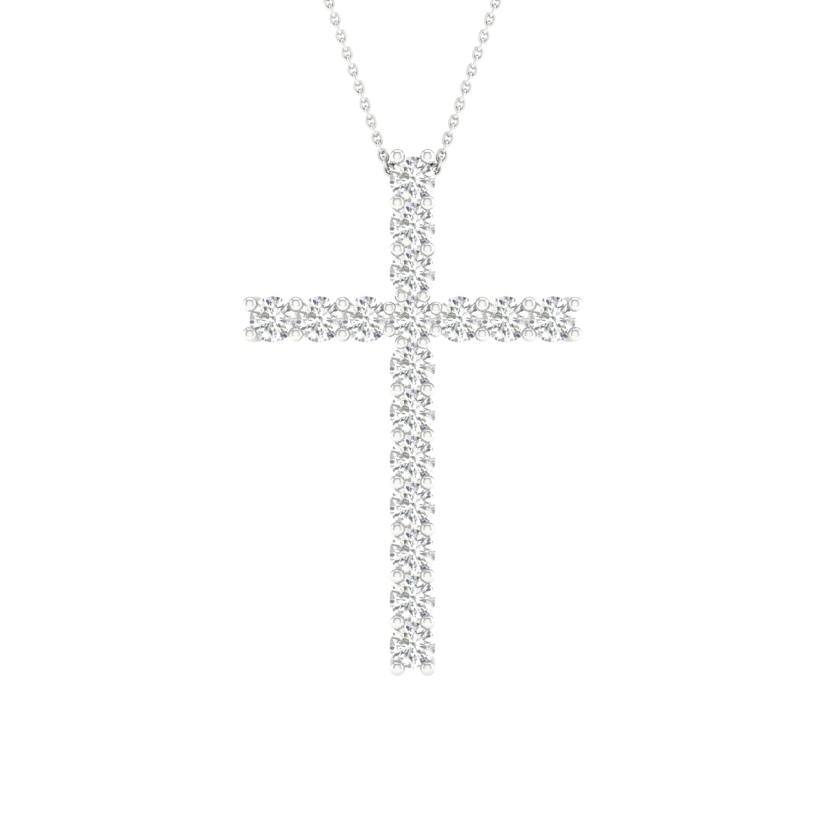 14K 1.00CT Certified Lab Grown Diamond Cross Pendant ( IGI Certified )