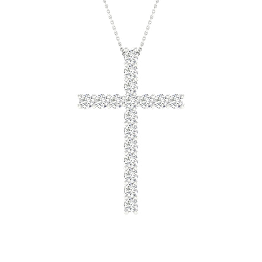 14K 1.00CT Certified Lab Grown Diamond Cross Pendant ( IGI Certified )