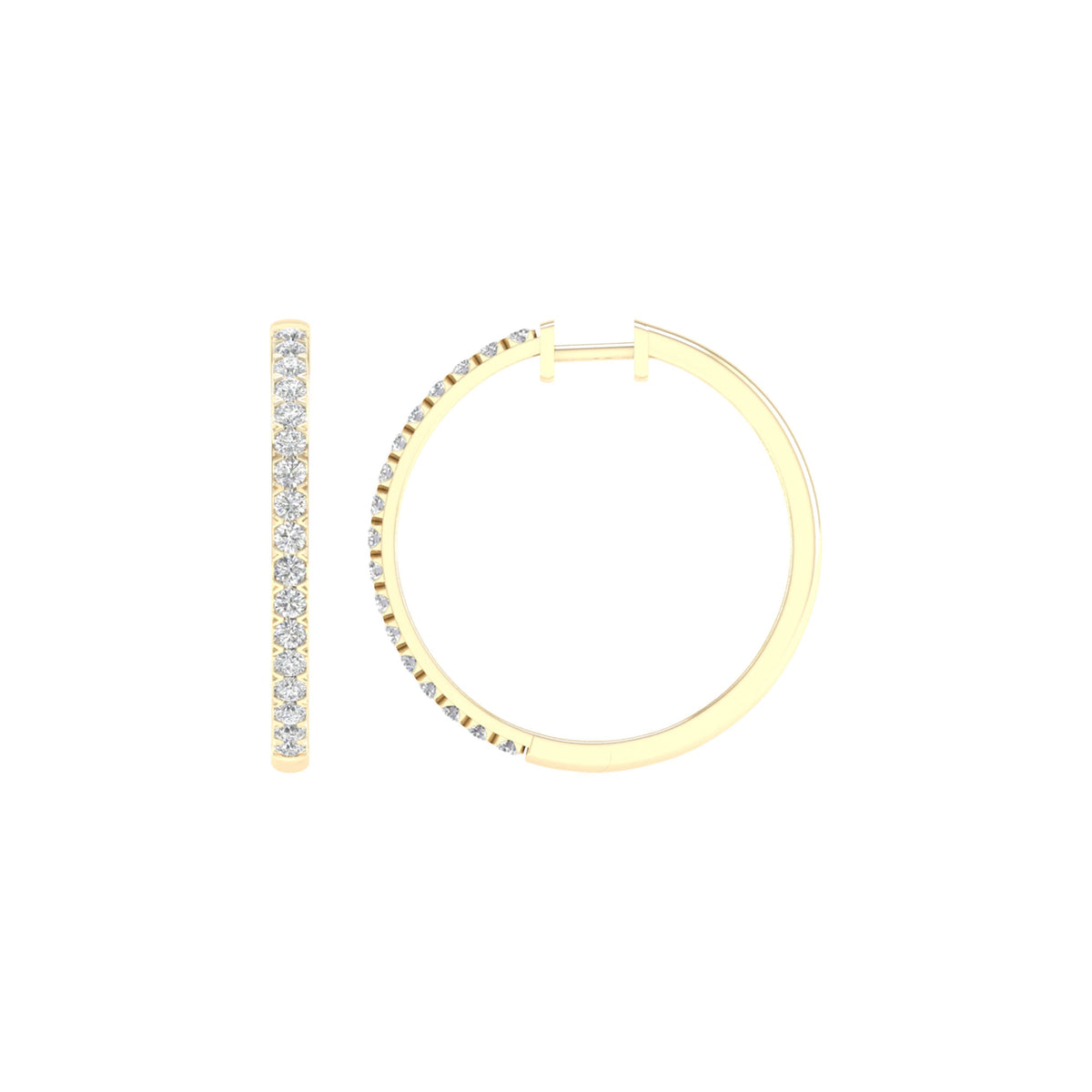 14K 2.00CT Certified Lab Grown Diamond Hoop Earrings ( IGI Certified )