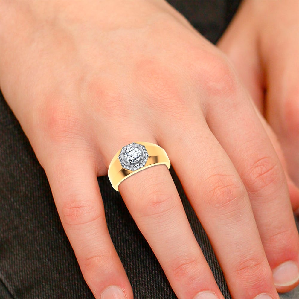 1.12 ct Men's Lab Grown Diamond Ring in 14K Gold