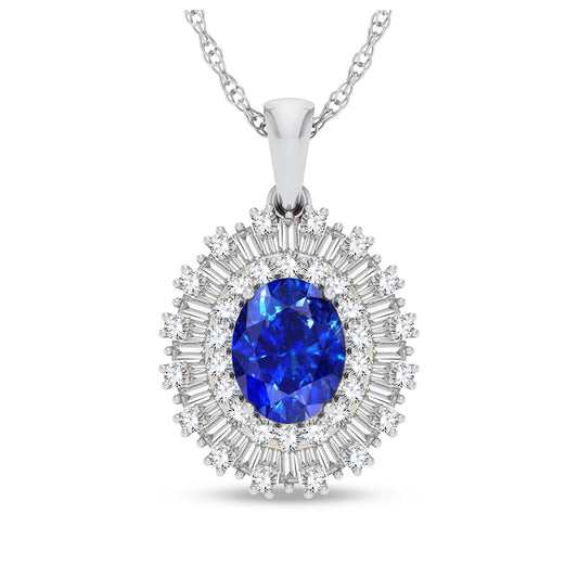 0.68 ct Sapphire & Diamond Pendant in 14K Gold