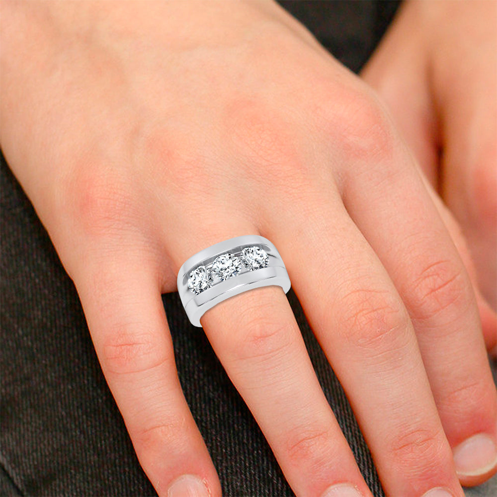 3.20 ct Men's Lab Grown Diamond Ring in 14K Gold