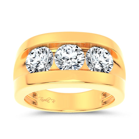 3.20 ct Men's Lab Grown Diamond Ring in 14K Gold