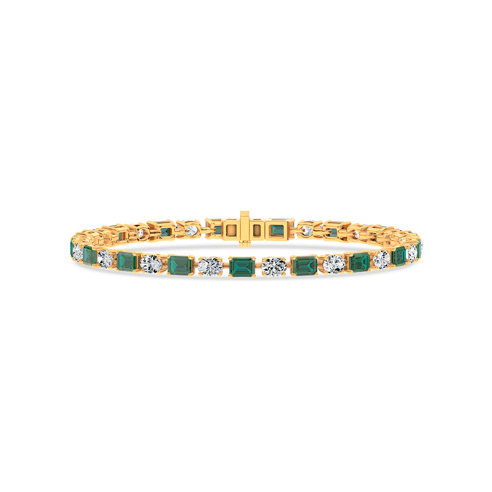 2.15 ct Emerald & Lab Grown Diamond Bracelet in 14K Gold