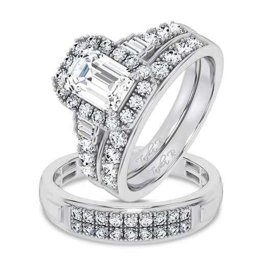 14K 3.17CT Certified Lab Grown TRIO SET