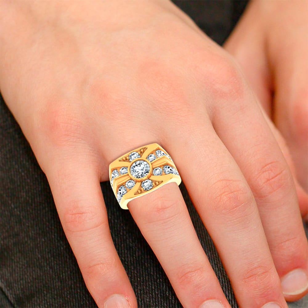 4.75 ct Men's Lab Grown Diamond Ring in 14K Gold