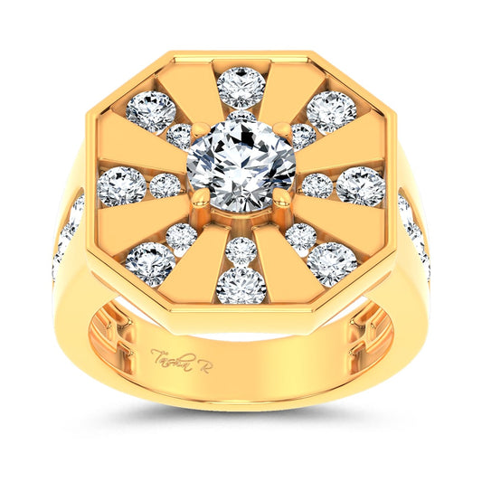 3.00 ct Men's Lab Grown Diamond Ring in 14K Gold