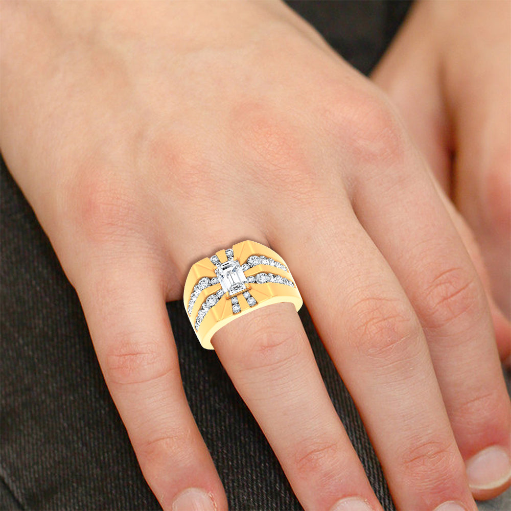 3.00 ct Men's Lab Grown Diamond Ring in 14K Gold