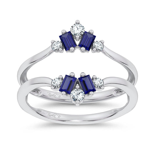 14K 0.44CT Natural SAPPHIRE RING GUARD with 0.20CT Lab Grown Diamonds
