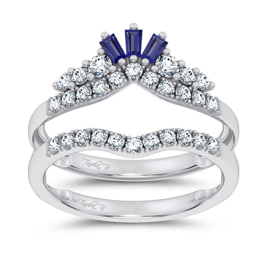 14K 0.12CT Natural SAPPHIRE RING GUARD with 0.59CT Lab Grown Diamonds