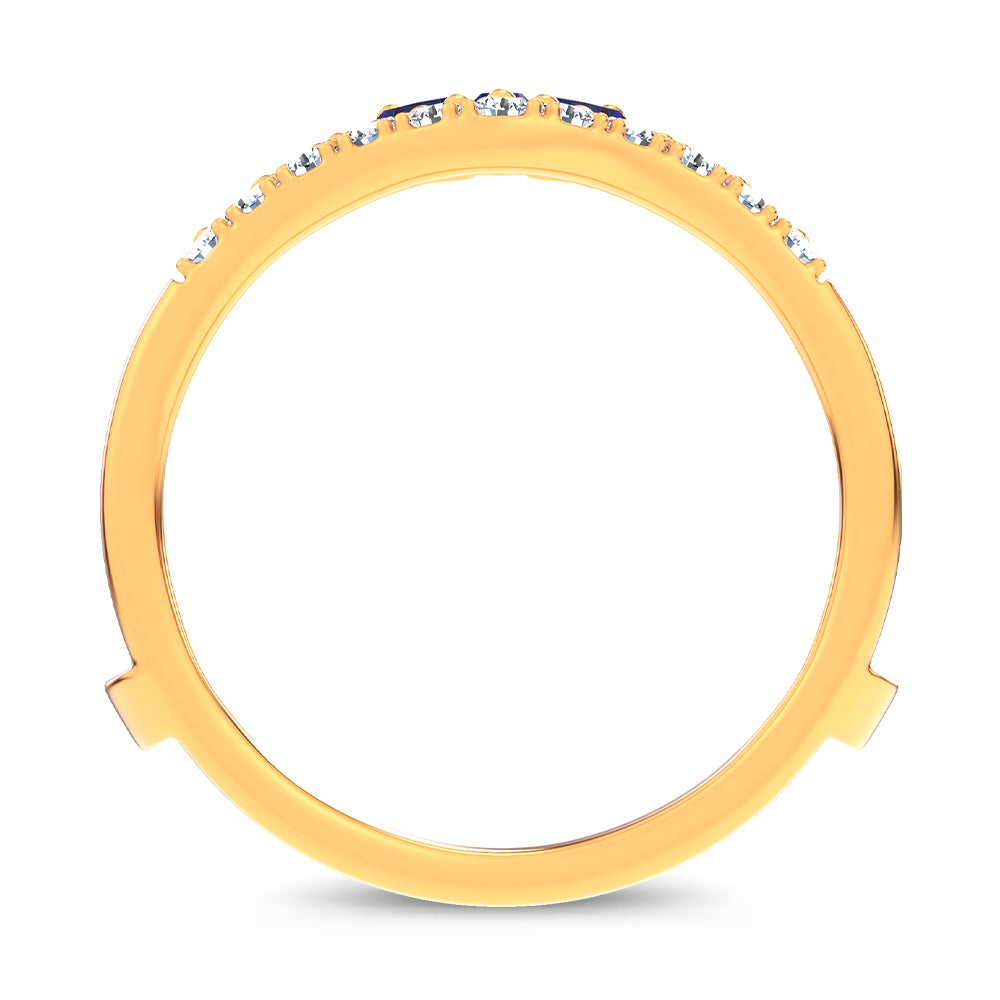 14K 0.12CT Natural SAPPHIRE RING GUARD with 0.59CT Lab Grown Diamonds