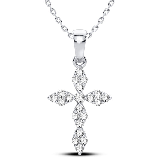 14K 0.25 CT Lab Grown Diamond Cross Pendant