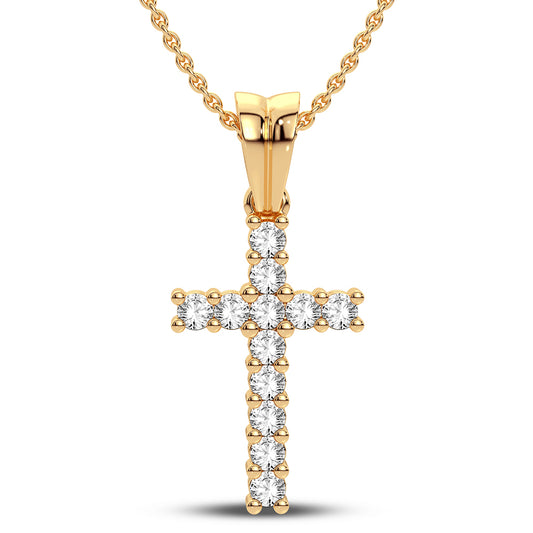 14K 0.25 CT Lab Grown Diamond Cross Pendant
